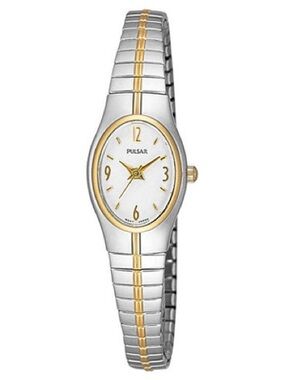 Pulsar Women's Two-Tone Slim Bracelet Watch - Silver & Gold stretch band